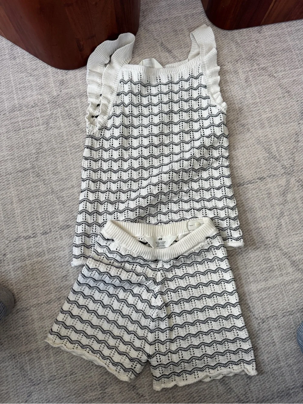 H&M black&white knit set cotton 8/9Y